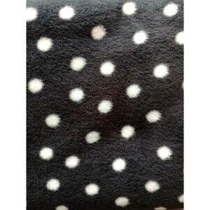 1 1/2 Yards of Black & White Polka Dot Print Fleece Material 60" Wide Sewing